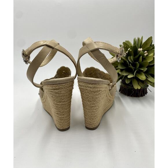Marc Fisher LTD Women's Nude Tan Hata Cutout Espadrille Wedge Sandal Sz 6/36.5 - Picture 6 of 12